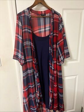 torrid Red and Navy Plaid Overlay Dress with Navy Slip